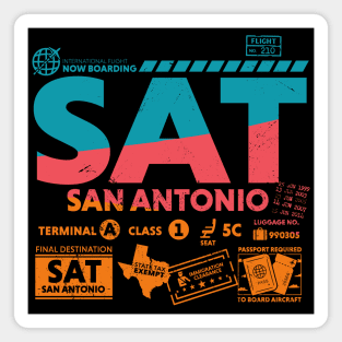 Vintage San Antonio SAT Airport Code Travel Day Retro Travel Tag Magnet